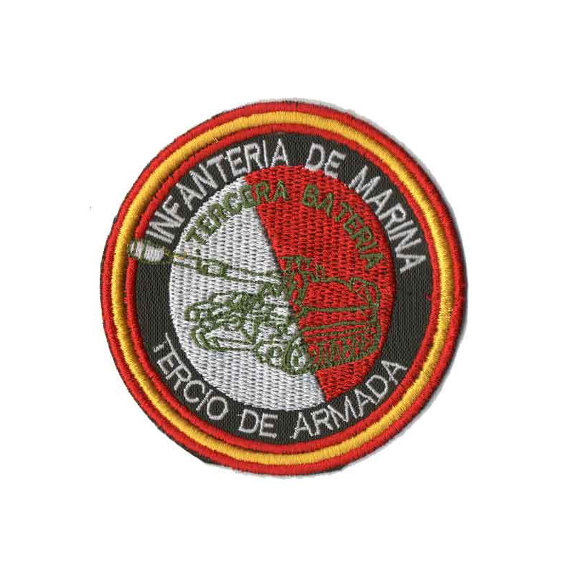 PARCHE BORDADO TERCERA BATERIA ARTILLERIA TERCIO DE ARMADA  INFANTERIA DE MARINA COLOR