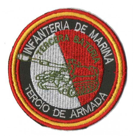 PARCHE BORDADO TERCERA BATERIA ARTILLERIA TERCIO DE ARMADA  INFANTERIA DE MARINA COLOR